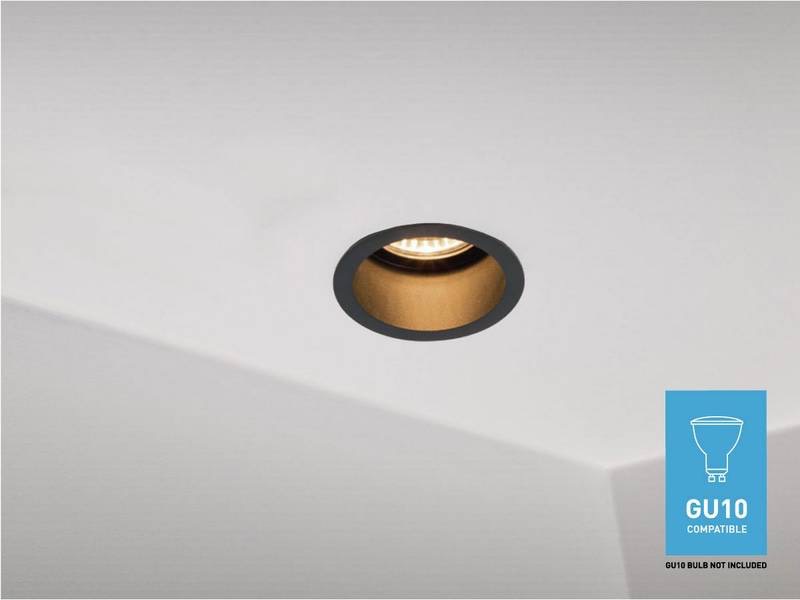 Spot Luminaire encastré design GU10 cylindre sable noir avec douille
