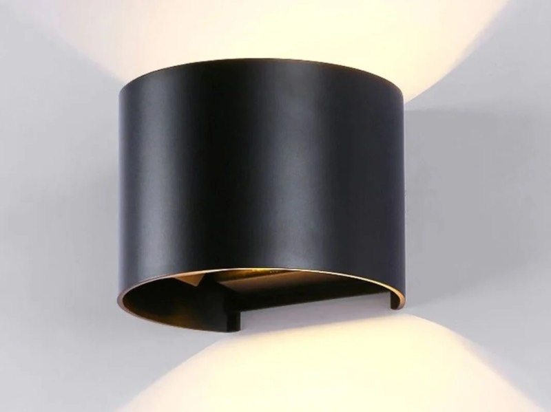 Applique murale LED 12W noire sable ronde duo lumière réglable étanche