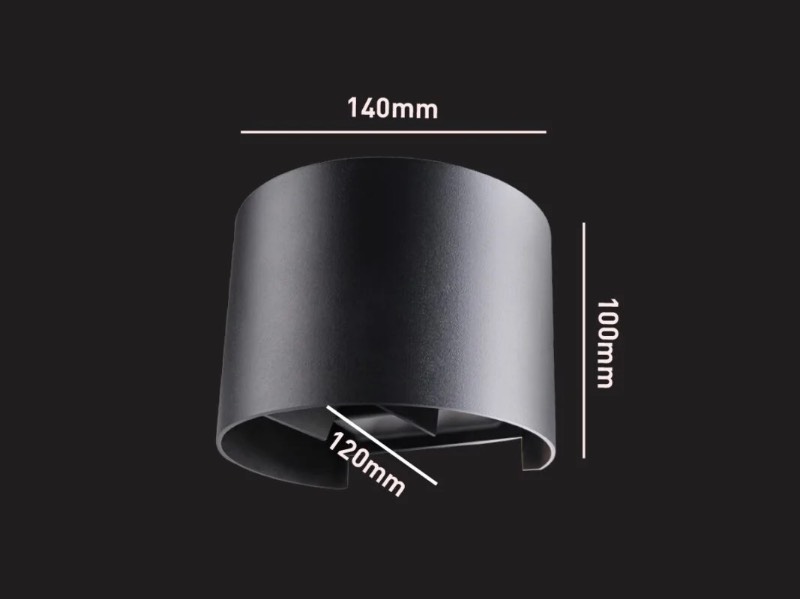 Applique murale LED 12W noire sable ronde duo lumière réglable étanche - vue 2