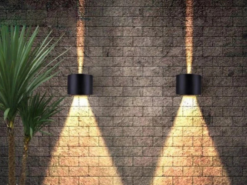 Applique murale LED 12W noire sable ronde duo lumière réglable étanche - vue 4