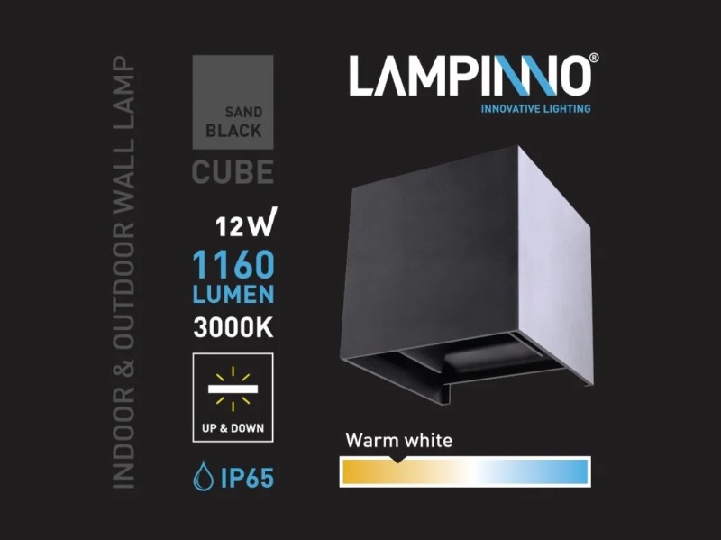 Applique murale 12w led carré noir  - vue 5