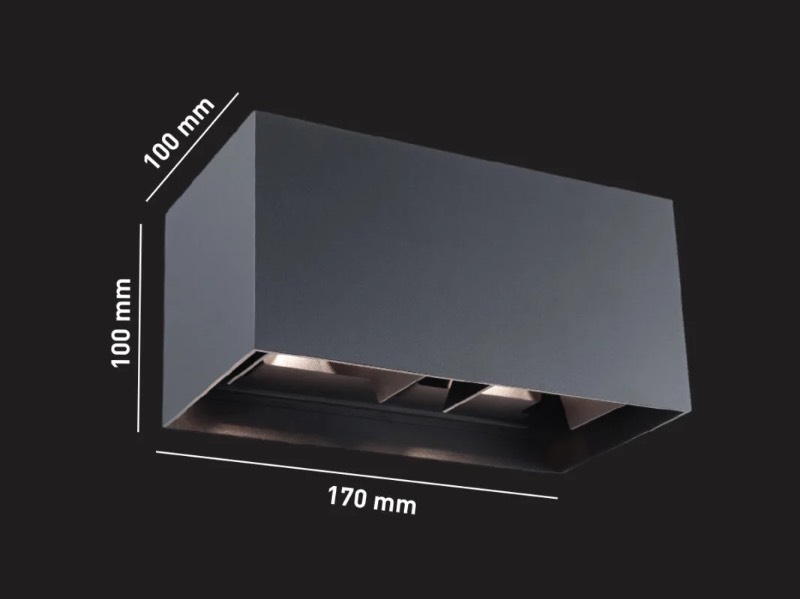 Applique murale 12w led rectangulaire noir  - vue 4