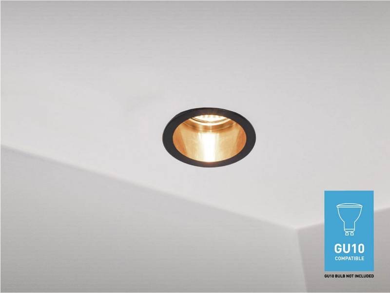  Luminaire encastré design GU10 cylindrique sable doré et noir avec douille