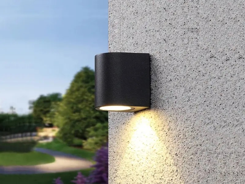 Applique murale moderne semi-circulaire GU10 sable noir étanche