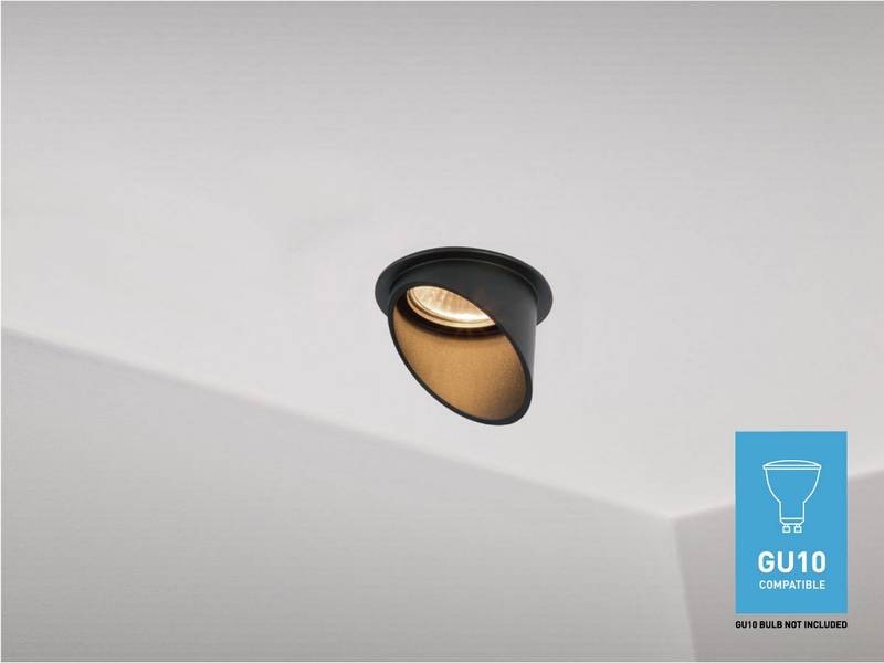 Spot Luminaire encastré design GU10 cylindre sable noir avec douille noir 
