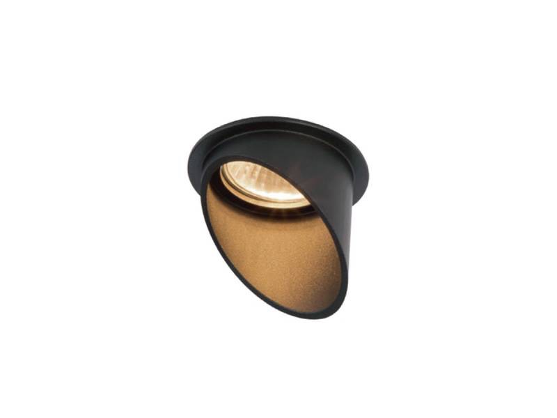 Spot Luminaire encastré design GU10 cylindre sable noir avec douille noir  - vue 2