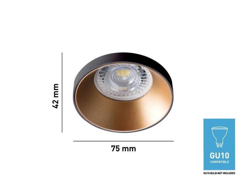 Spot Luminaire encastré design GU10 cylindrique sable doré et noir avec douille noir - vue 2