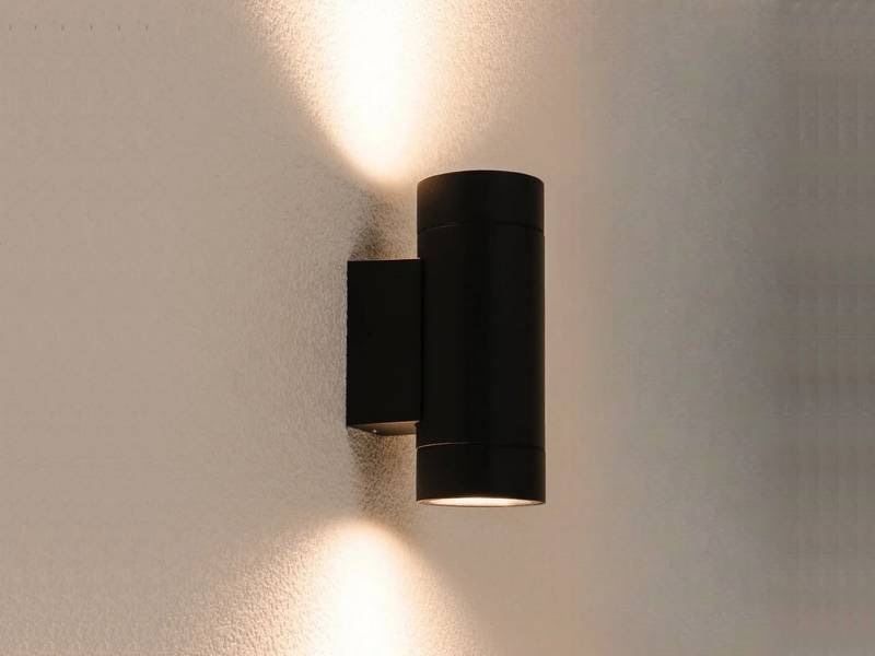 Applique murale Cylindre GU10 duo, couleur sable noir, étanche