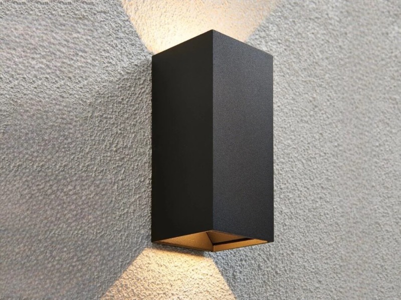Applique murale rectangulaire à LED 12 W, couleur sable noir, double éclairage, 3 000 K, étanche