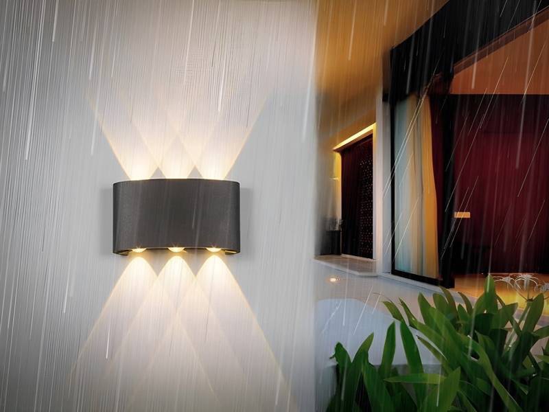 Applique murale LED 6 W (6 x 1 W) étanche, noire sable, 3 000 K