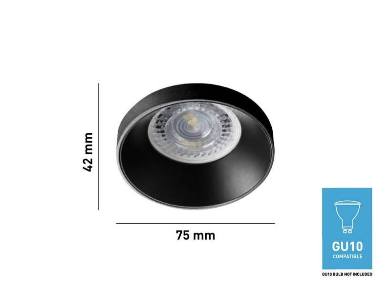 Spot Luminaire encastré noir design GU10 cylindre sable noir avec douille - vue 3