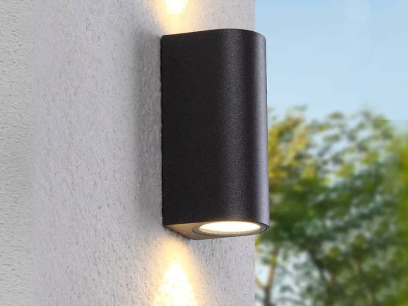Applique murale moderne semi-circulaire GU10 duo noir sable étanche - vue 2