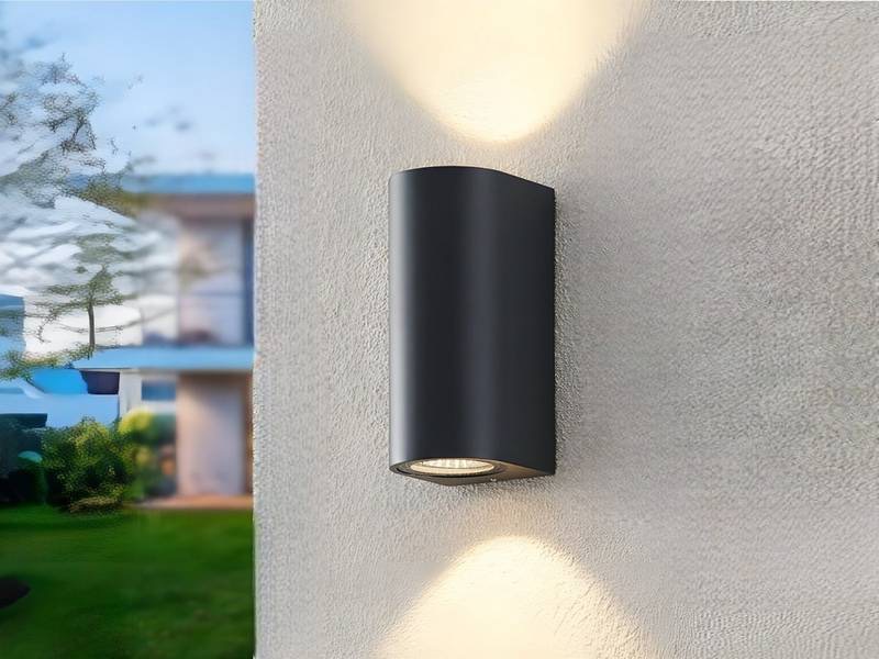 Applique murale moderne semi-circulaire GU10 duo noir sable étanche - vue 4